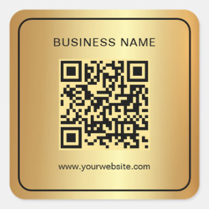 Stijlvolle Zwart & Goud Scan QR Code Eenvoudige Sj Vierkante Sticker