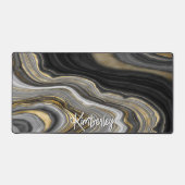 Stijlvolle zwart gouden agaat geode gepersonalisee bureaumat (Voorkant)