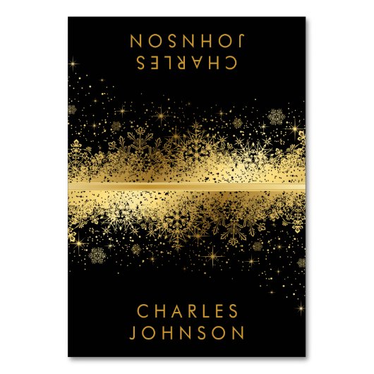 Stijlvolle Zwart & Gouden Sneeuwvlokken | Kaarten  (Voorkant)