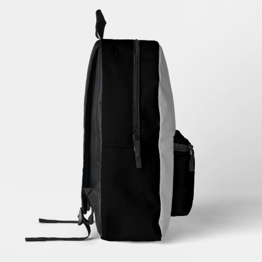 Stijlvolle Zwart Grijs Aangepaste Monogram Naam Bedrukte Rugzak (Links)