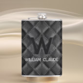 Stijlvolle zwart lederen aangepaste monogram heupfles