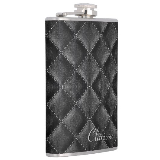 Stijlvolle zwart lederen vrouwen heupfles (Rechts)