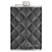 Stijlvolle zwart lederen vrouwen heupfles (Voorkant)