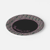 Stijlvolle zwart roze en Blauwgroen Happy Birthday Papieren Bordje (Gekanteld)