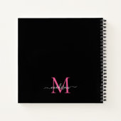 Stijlvolle zwart roze monogram Initiaal Script Naa Notitieboek (Achterkant)
