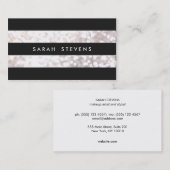 Stijlvolle zwart-wit bokeh gestreept modern visitekaartje (Voorkant / Achterkant)