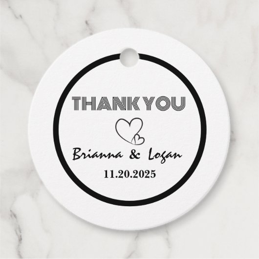 Stijlvolle zwart & wit bruiloft gunst Labels (Voorkant)