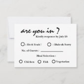 Stijlvolle zwart-wit bruiloft RSVP-kaart RSVP Kaartje (Achterkant)