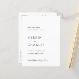 Stijlvolle zwart-wit bruiloft Save the Date Aankondigingskaart