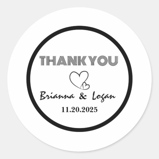 Stijlvolle zwart & wit bruiloft stickers (Voorkant)