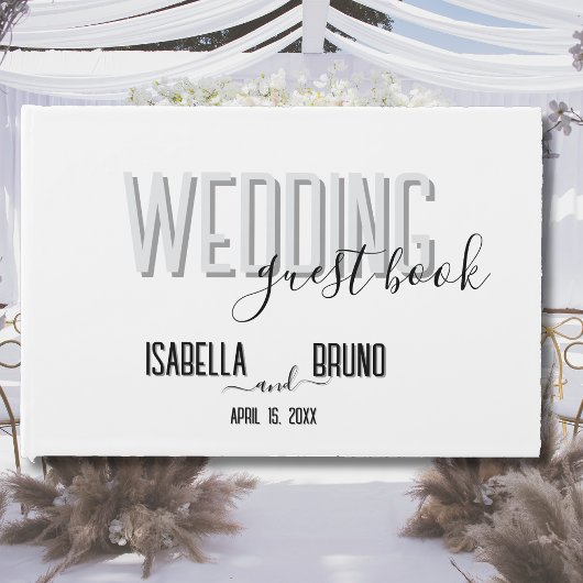 Stijlvolle zwart-wit bruiloft welkom gastenboek
