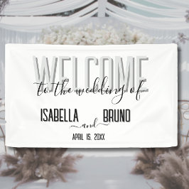 Stijlvolle zwart-wit bruiloft welkom spandoek