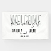 Stijlvolle zwart-wit bruiloft welkom spandoek (Horizontaal)