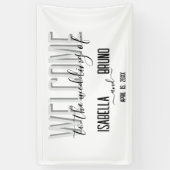 Stijlvolle zwart-wit bruiloft welkom spandoek (Verticaal)
