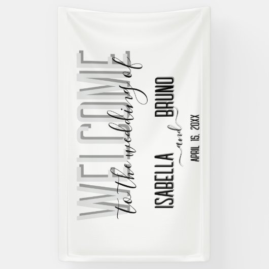 Stijlvolle zwart-wit bruiloft welkom spandoek (Verticaal)