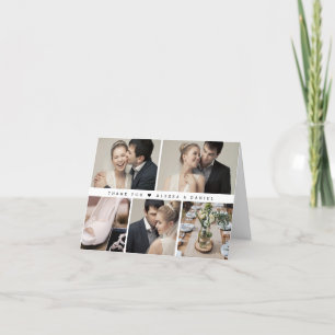 Stijlvolle zwart wit chique bruiloft foto collage bedankkaart