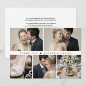 Stijlvolle zwart wit chique bruiloft foto collage bedankkaart (Voorkant / Achterkant)