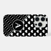 Stijlvolle zwart-wit custom monogram iPhone hoesje (Achterkant horizontaal)