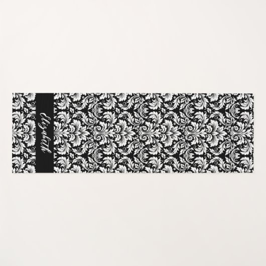 Stijlvolle zwart wit damast yogamat (Voorkant (horizontaal))