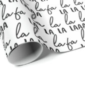 Stijlvolle zwart-wit FaLaLa Christmas Carol Cadeaupapier (Rol Hoek)