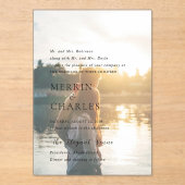 Stijlvolle zwart-wit foto moderne bruiloft acryl uitnodigingen (Voorkant)