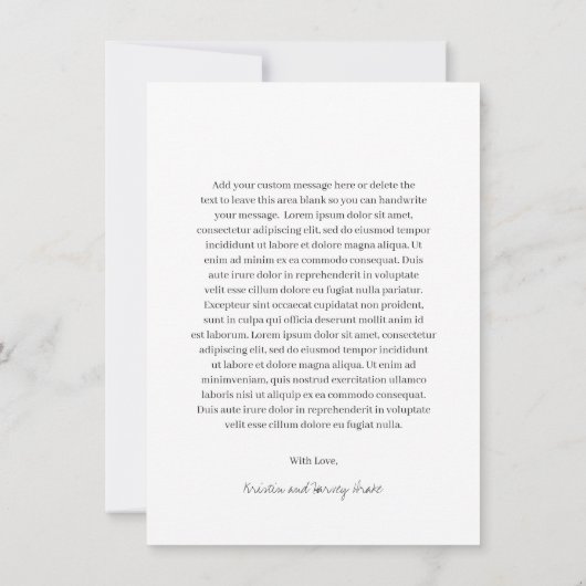 Stijlvolle zwart-wit foto moderne bruiloft bedankkaart (Achterkant)