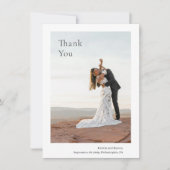 Stijlvolle zwart-wit foto moderne bruiloft bedankkaart (Voorkant)