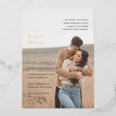 Stijlvolle zwart-wit foto moderne bruiloft folie uitnodiging (Voorkant)