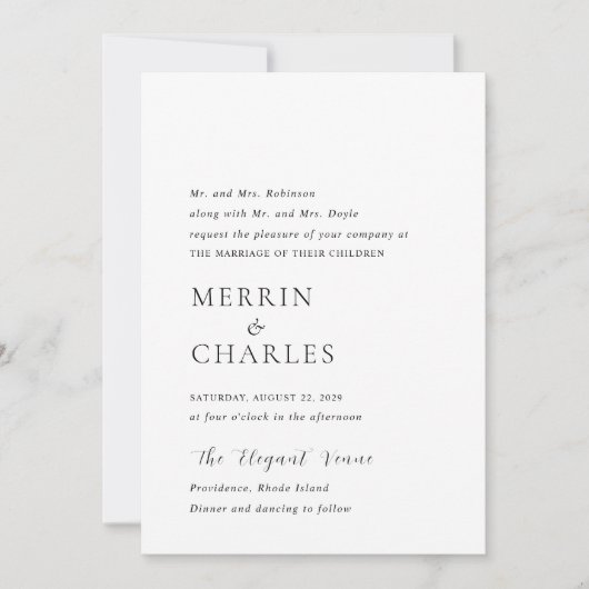 Stijlvolle zwart-wit foto moderne bruiloft kaart (Voorkant)