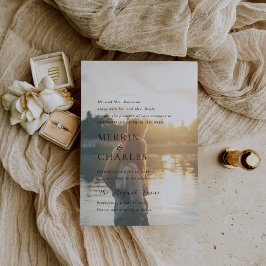 Stijlvolle zwart-wit foto moderne bruiloft kaart