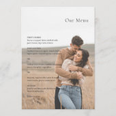 Stijlvolle zwart-wit foto moderne bruiloft menu (Voorkant)