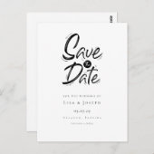 Stijlvolle zwart-wit geëtst Save the Date Briefkaart (Voorkant / Achterkant)