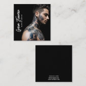 Stijlvolle zwart & wit getatoeëerd Man Tattoo arti Vierkante Visitekaartje (Voorkant / Achterkant)
