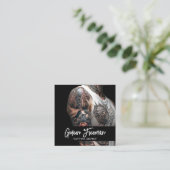 Stijlvolle zwart & wit getatoeëerde arm Tattoo art Vierkante Visitekaartje (Staand voorkant)