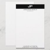 Stijlvolle Zwart Wit Modern Eenvoudig Ontwerp Sjab Briefpapier (Voorkant / Achterkant)