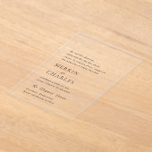 Stijlvolle zwart-wit moderne bruiloft acryl uitnodigingen (Laagn)