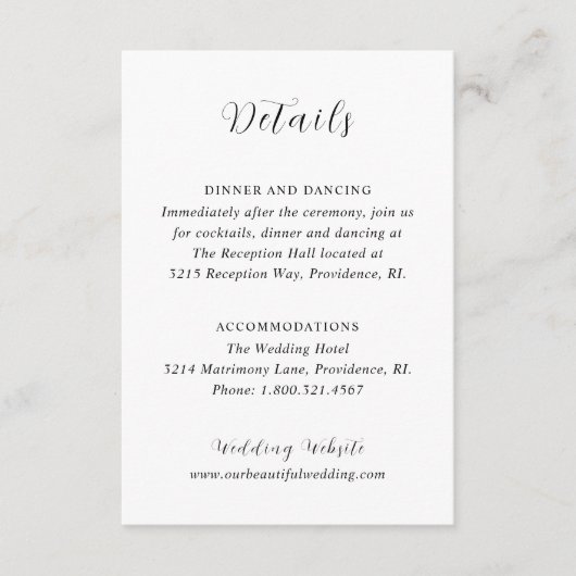 Stijlvolle zwart-wit moderne bruiloft informatiekaartje (Voorkant)