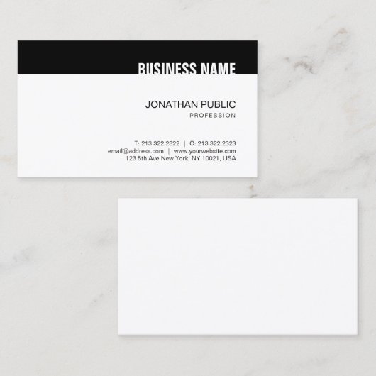 Stijlvolle Zwart Wit Moderne Eenvoudige Sjabloon T Visitekaartje (Voorkant / Achterkant)