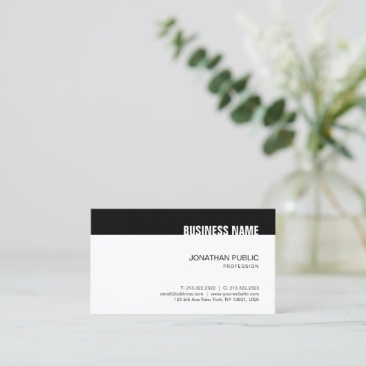 Stijlvolle Zwart Wit Moderne Eenvoudige Sjabloon T Visitekaartje (Staand voorkant)
