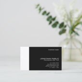 Stijlvolle zwart wit moderne professionele schoon visitekaartje (Staand voorkant)