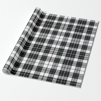 Stijlvolle zwart-wit monochrome Tartan Plaid Cadeaupapier