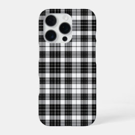 Stijlvolle zwart-wit monochrome tartan ruit iPhone 16 pro hoesje