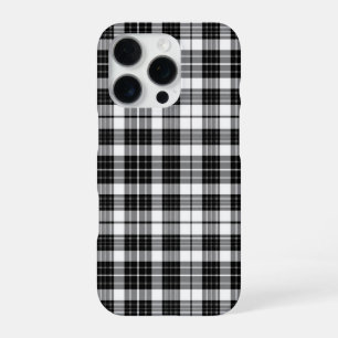 Stijlvolle zwart-wit monochrome tartan ruit iPhone 16 pro hoesje