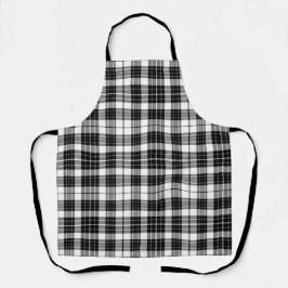 Stijlvolle zwart-wit monochrome tartan ruit schort