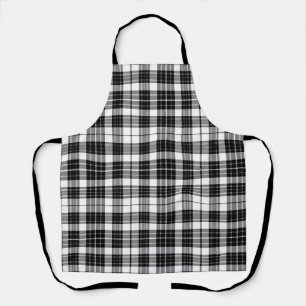 Stijlvolle zwart-wit monochrome tartan ruit schort
