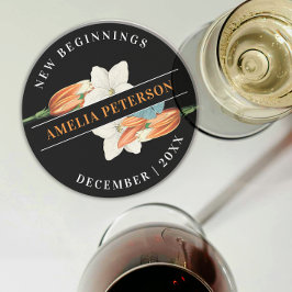 Stijlvolle zwart-wit Oranje Lily Floral pensioen Zandsteen Onderzetter