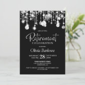 Stijlvolle zwart wit pensioen partij kaart (Staand voorkant)