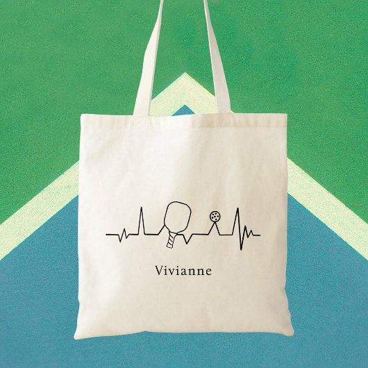 Stijlvolle zwart-wit pickleball liefhebber tote bag