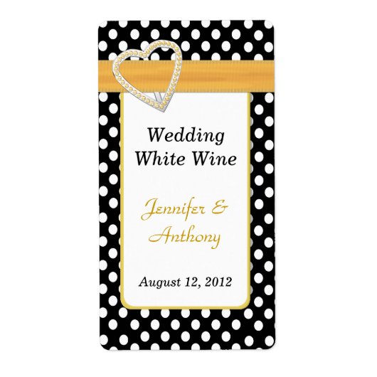 Stijlvolle zwart & wit polka dot bruiloft labels (Voorkant)