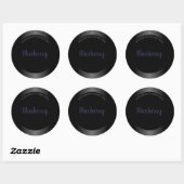 Stijlvolle zwart-wit productlabels blauwe lijst ronde sticker (Vel)